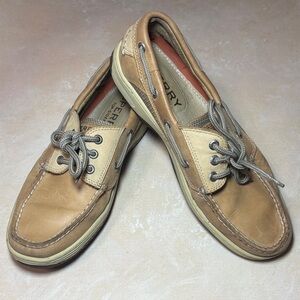 Sperry Men's Brown and Tan Top-Sider Boat Deck Shoes, leather, size 8 M